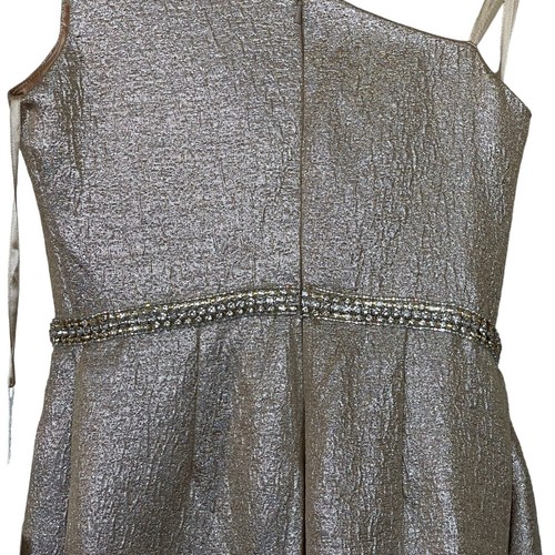 Abito da sera Mac Duggal monospalla metallizzato con volant taglia 2 ostrica $598 - Foto 15 di 21