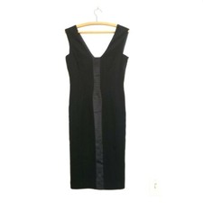 VERSACE | Wool Silk Sheath Midi Dress Black Small 40 Women's