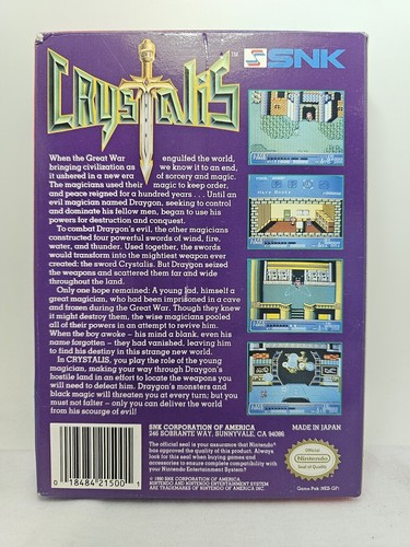 Crystalis NES Con Caja Original, Sin Manual, Auténtico 1990 Excelente Estado - Imagen 3 de 18