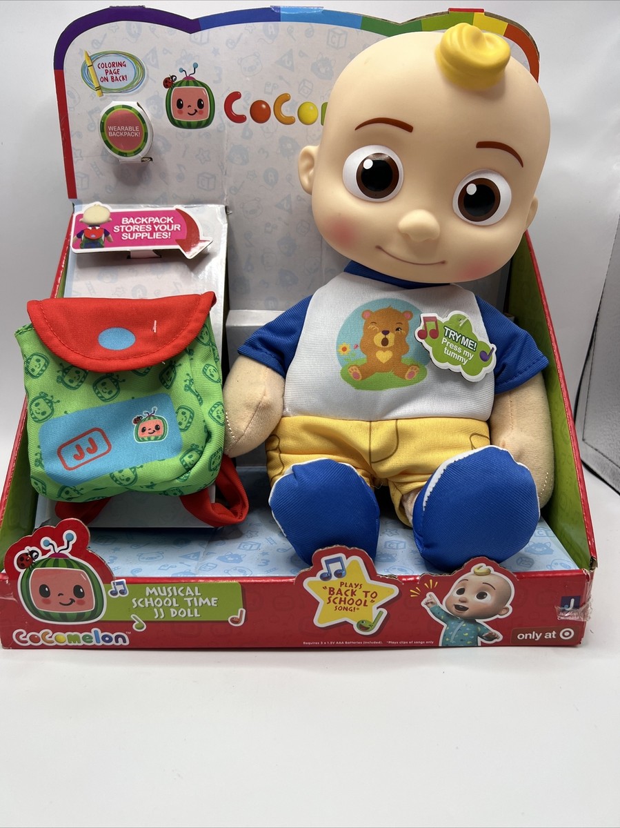 ✓ COCOMELON JJ Musical Back to School DOLL Plush Backpack T2897