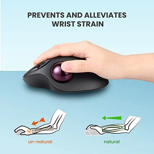 perixx PERIMICE-717 Wireless Trackball Mouse, Build-in 1.34 Inch Trackball with - Image 3 of 4