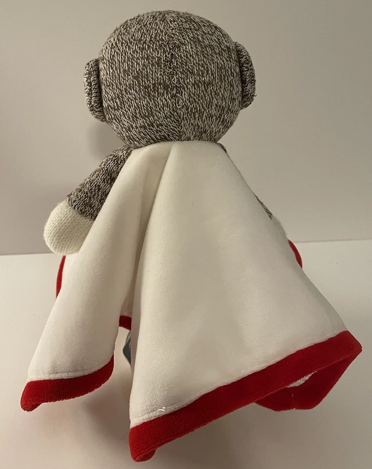 Baby Starters Calcetín Mono Lovey Manta de Seguridad 12”x12” Sonajero Satinado Blanco Rojo Foto 3 de 4
