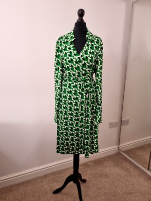New Diane von Furstenberg DVF Silk Wrap Dress Size L UK