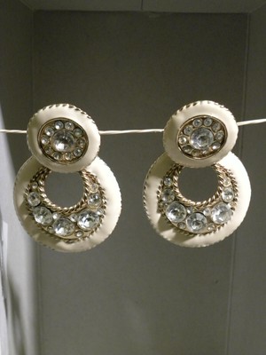 clip earrings gold chunky dangle tone