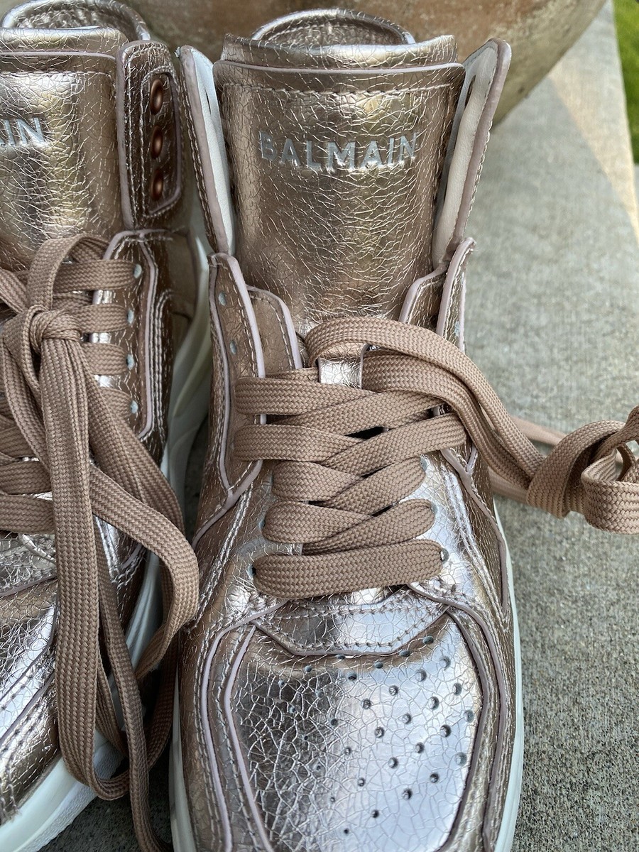BALMAIN Rose Gold B-Ball High Top Leather Sneakers 36 /US 6 | eBay