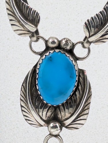 Klassische Navajo Kette/Collier Türkis 0,925 Sterlingsilber Indianerschmuck - Bild 4 von 12