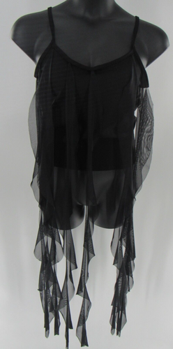 Plus Size Women's Sexy Black Tank Top SIZE 2X Spaghetti Straps Sheer Fringe: New - Picture 2 of 7