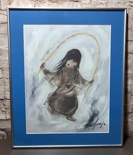 Ted DeGrazia Merrily Merrily Merrily Professionally Framed Lithograph Girl Rope