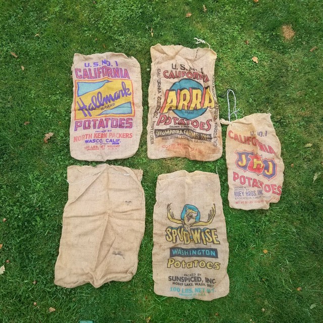 Lot of 5 Vintage Potato Sacks 100 Lbs & 50 Lbs Sizes Empty eBay