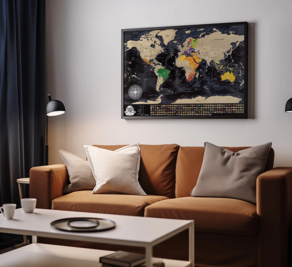 Personalized Scratch Travel Map - Scratch off World Map with Country Flags - Image 4 of 4