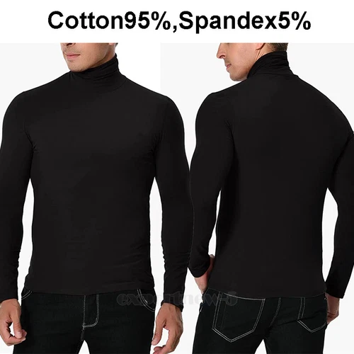 Men's Slim Fit T-Shirt Turtleneck Pullover Long Sleeve Jumper Top Warm Casual US - Picture 6 of 15