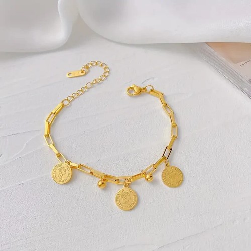 Golden Stainless Steel Double-layered Stacked Multi-spliced Bracelet Cool Trendy - Picture 2 of 5