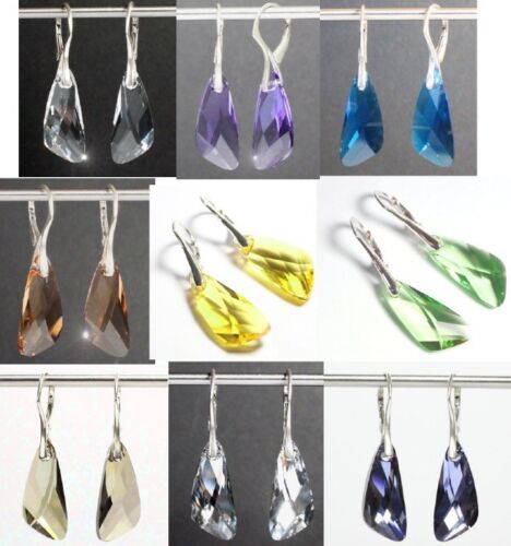 Farbe wählen! Silber 925 Ohrringe mit Swarovski® Kristallen Flügel Wing in Box - Photo 1/21