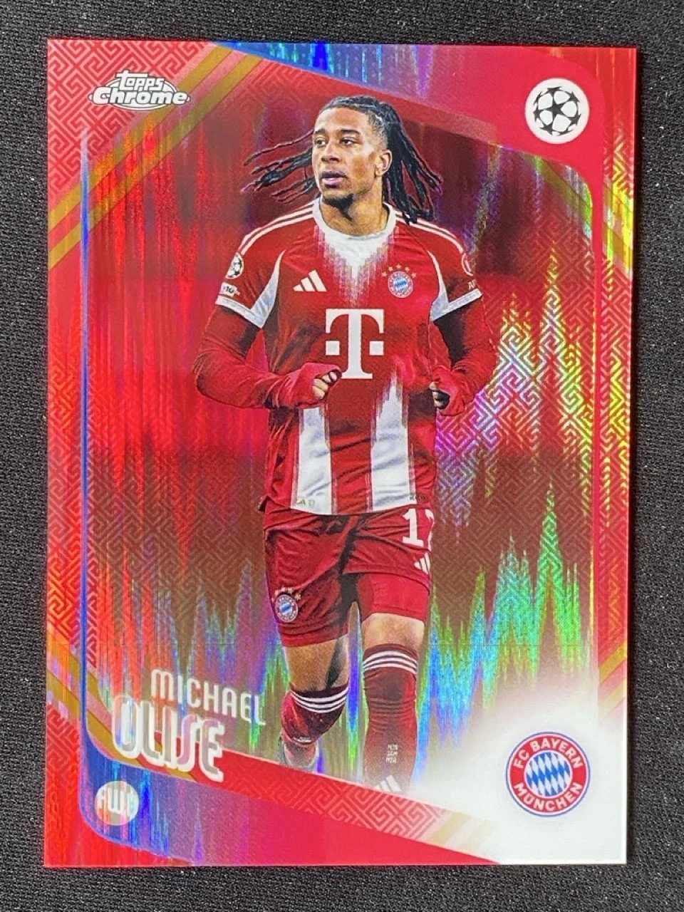 2025-26 Chrome UCC Hongbao Red Refractor Base Michael Olise #4 Red Refractor