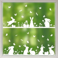 6 Blatt Fensterbilder Ostern Hasen Fenstersticker Selbstklebend Osterdeko