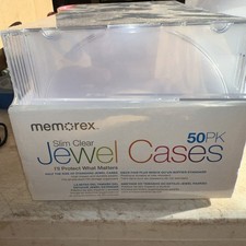 Memorex 5mm Slim CD/DVD Jewel Cases - Clear, Pack of 50
