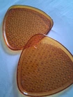 Retro vintage Anchor Hocking Amber Daisy & Button Triangle Snack Plates 1950's