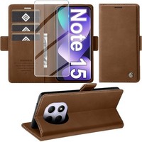 HandyhüLle PU Leder Wallet Flip Case Mit Schutzfolie FüR Redmi Note 15 5G Braun