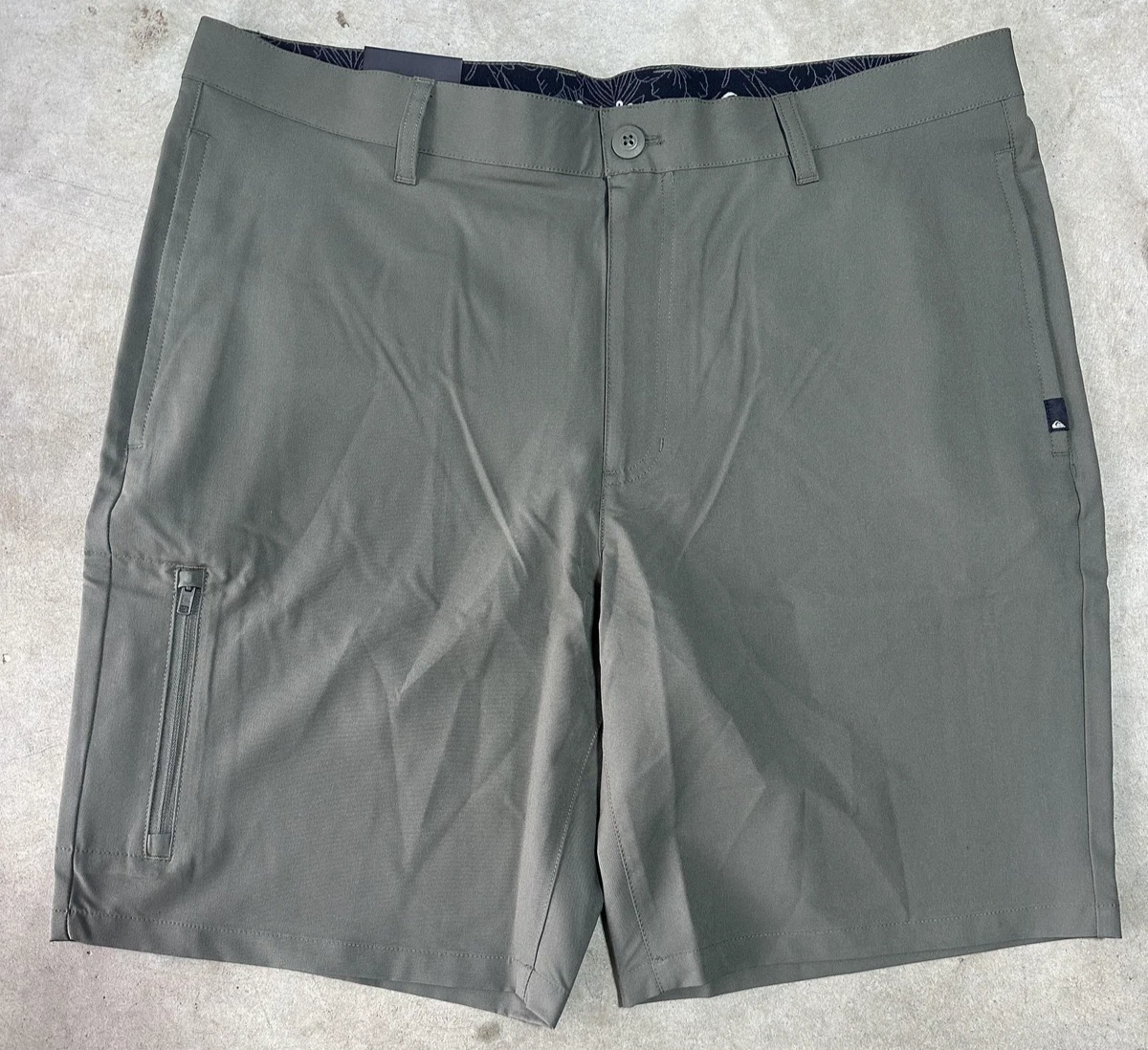 Quiksilver Hybrid Chino Shorts Mens 36 Olive Quick Dry UPF 50 Stretch Pocket