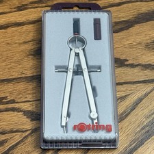 Vintage Rotring Protractor Compass Drafting Tool W/Spare Leads & Needle Point 6"