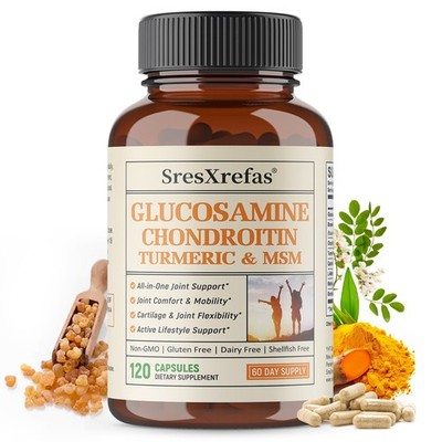  Glucosamine Chondroitin Turmeric & MSM Supplement,Joint Support,Bone Health