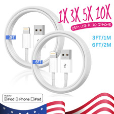 USB A To iPhone Cable Fast Charging Cord For iPhone 14 13 12 11 8 7 6 SE XR LOT