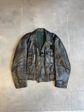 VTG 70s Chicago Police Uniform Leather Jacket Coat Adult M/L Black Punk Grunge