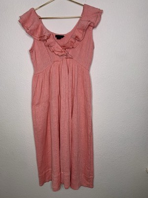 HATCH Maternity Dress sz XL (Hatch Sz 4) Coral Spring Ruffles
