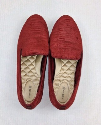 Birdies The Starling Snake Print Embossed Red Velvet Slip On Ballet Flats 11
