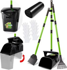 Pooper Scooper 38" Long Adjustable Metal Handle Dog Pooper Scooper Swivel Bin