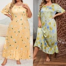 Ladies Loose Nighties Floral Long Maxi Shirts Night Dress Nightwear PLUS SIZE UK