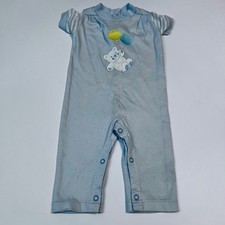 Vintage Carter's Teddy Bear Romper 12M Made in USA Blue One Piece