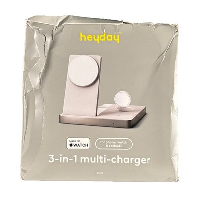 heyday 3-in-1 Charger White for iPhone Apple Watch AirPods w/ 6 ft Cable Adapter