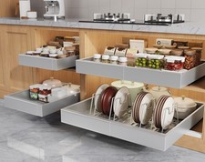 4 Pack Pull Out Cabinet Organizers 21" Deep With Raising Pad for Framed Cabin...