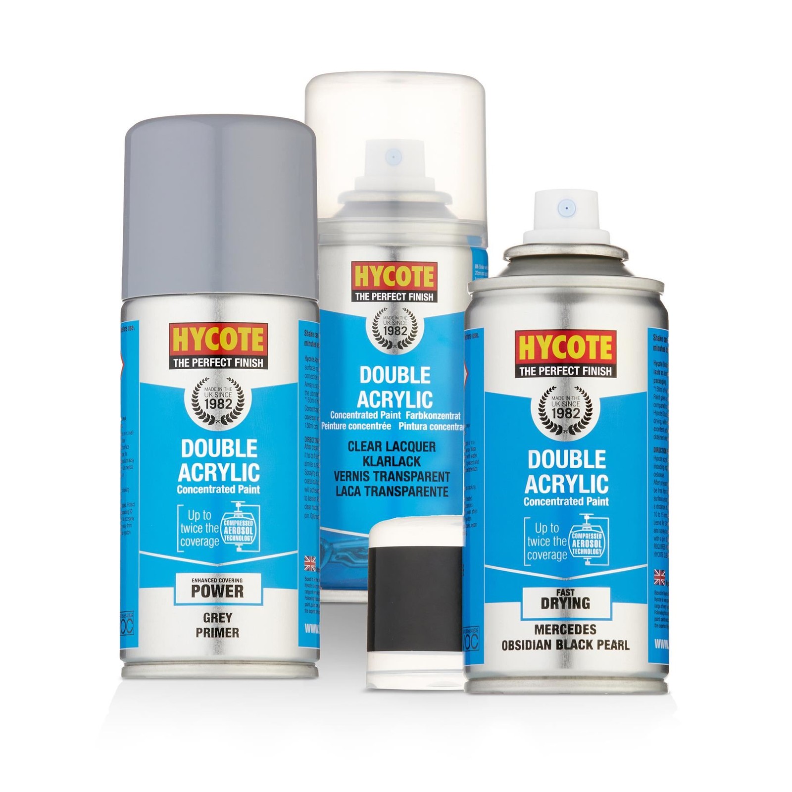Hycote Spray Paint Mercedes Obsidian Black Pearlescent 150ml & Primer & Lacquer