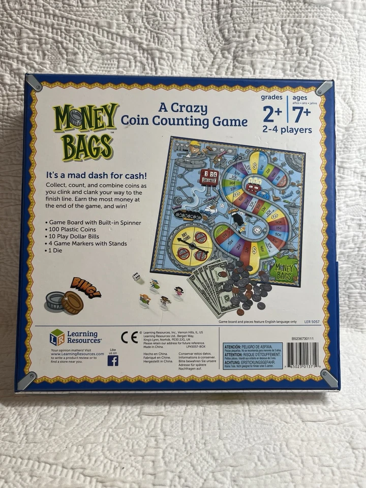 Money Bags Board Game Open Box Sealed Contents Home School Learning Counting - Image 3 of 3