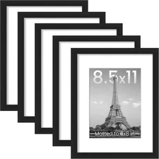 upsimples 8.5x11 Picture Frame Set of 5, Display Pictures 6x8 8.5x11, Black 
