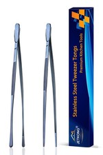 JETKONG 2 Pcs 9Inch Cooking Tweezer Tongs Stainless Steel Kitchen Tweezers Pl...