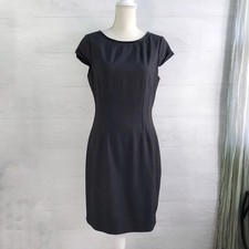 NWT Tahari - Gray heather black trim sheath dress cap sleeves, size 10
