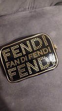 Fendi Fan Di Fendi cosmetic bag a black And Gold patent leather clutch VGC