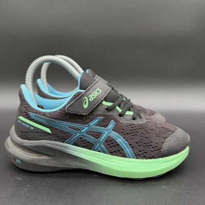 Asics GT-1000 13 Boys Size 3 Black Blue Green Athletic Running Shoes Sneakers