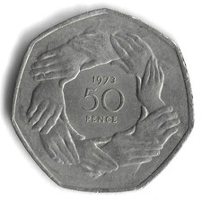 1973 UK Great Britain Entry into EEC 50 Pence World Coin - KM# 918 (b)