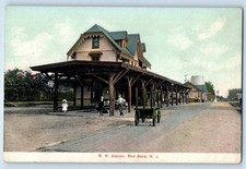 c1910 Red Bank New Jersey NJ Vintage Postcard Railroad Station View Building