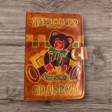 NEW Vintage Late 90’s Handcrafted  1-800 Call Grandma Leather Organizer Planner