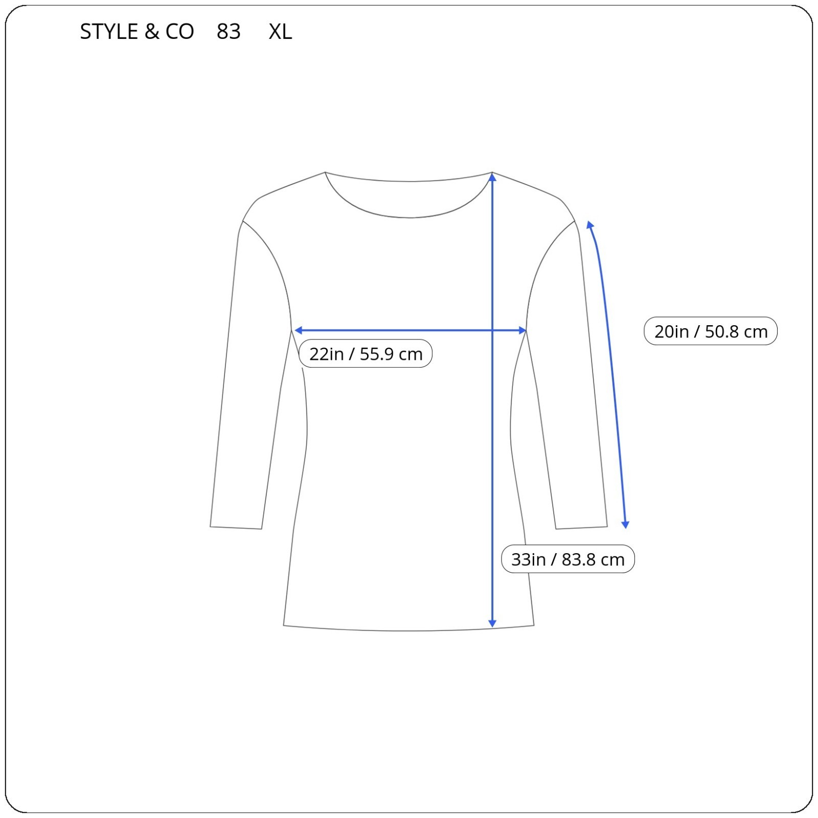 Style Co Womens Top XL Tunic 3/4 Sleeve Black Red Geometric Chiffon Hem Casual