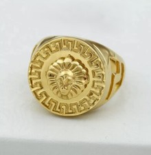 Men's Stainless Steel LION Head,Wedding Ring 11,12 Gold plated Box