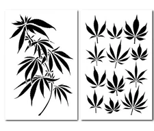 2PK Painting Stencils Camouflage Airbrush Craft cannabis Marijuana Pot leaf CAMO