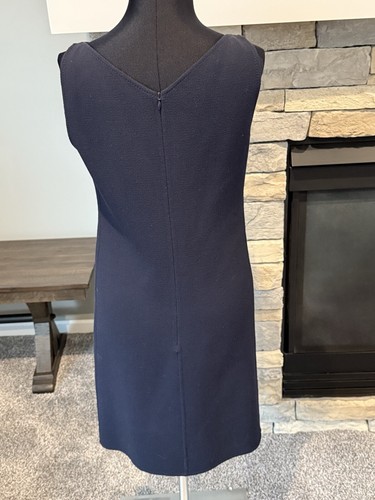 Vntg VALENTINO Size 4 Navy Polyester Sleeveless Sheath Cocktail Suit Dress - Picture 2 of 5