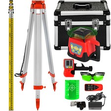 Set Autolivellante Verde Livella Laser Rotante 360° Righello 5m Treppiede 1.65M
