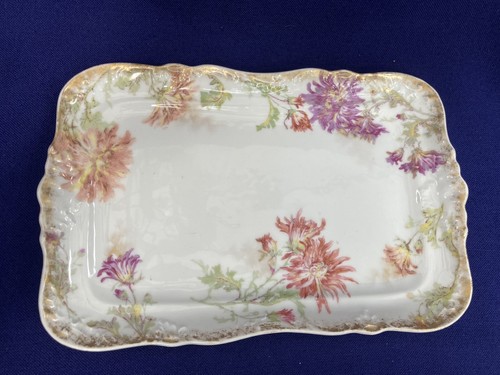 Antique Limoges A L Lanternier Porcelain Dresser Vanity Tray 9x6 Floral France - Picture 7 of 7
